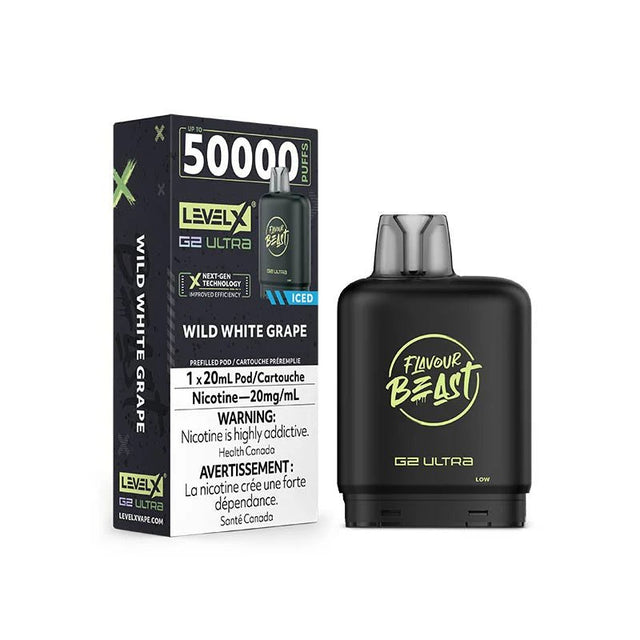 Shop Level X Flavour Beast Ultra 50K Pod 20ml - Wild White Grape Iced - at Vapeshop Mania