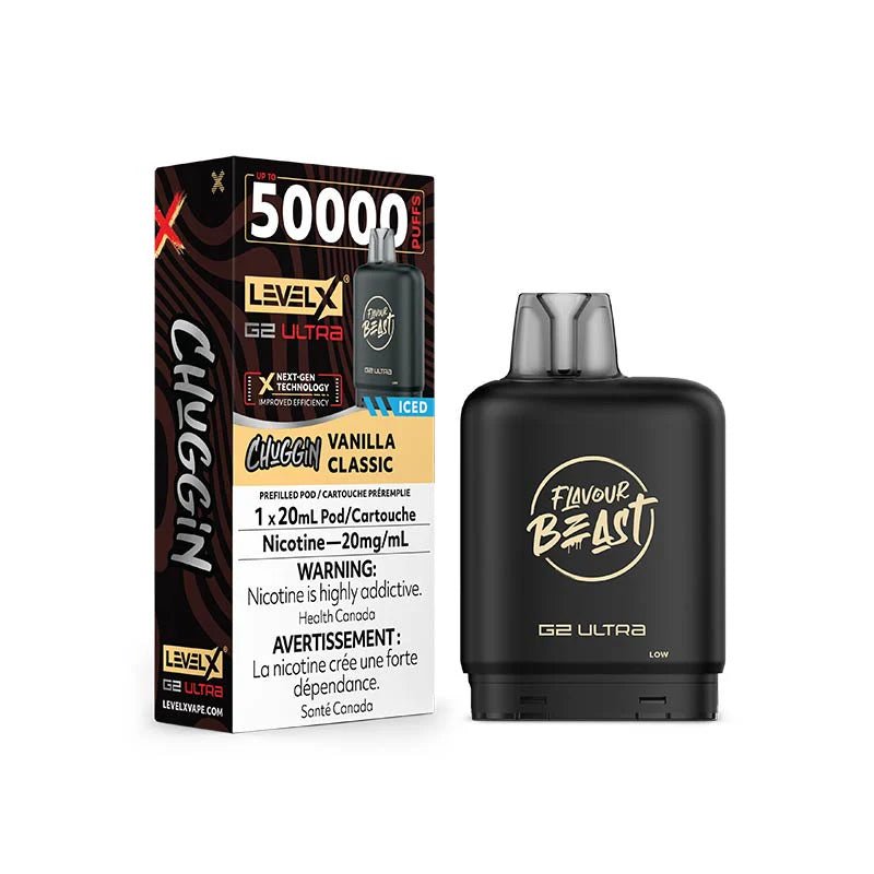 Shop Level X Flavour Beast Unleashed Ultra 50K Pod 20ml - Chuggin Vanilla Classic Ice - at Vapeshop Mania