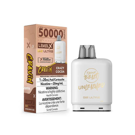 Shop Level X Flavour Beast Unleashed Ultra 50K Pod 20ml - Cravin Crazy Cocoa - at Vapeshop Mania