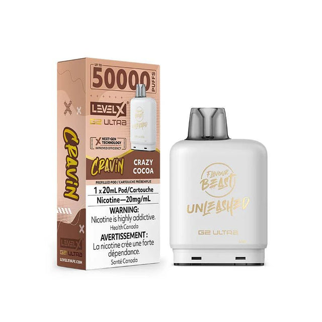 Shop Level X Flavour Beast Unleashed Ultra 50K Pod 20ml - Cravin Crazy Cocoa - at Vapeshop Mania