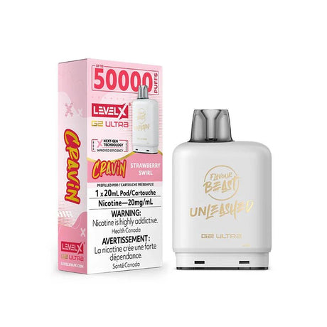 Shop Level X Flavour Beast Unleashed Ultra 50K Pod 20ml - Cravin Strawberry Swirl - at Vapeshop Mania