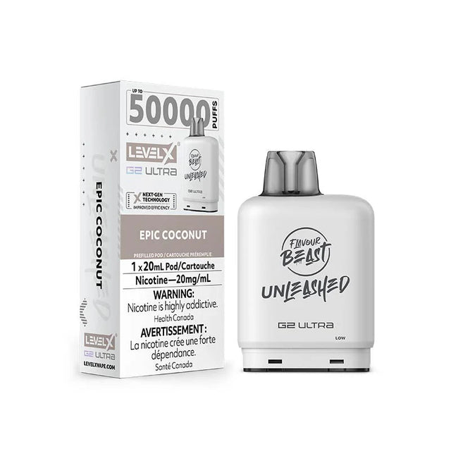 Shop Level X Flavour Beast Unleashed Ultra 50K Pod 20ml - Epic Coconut - at Vapeshop Mania