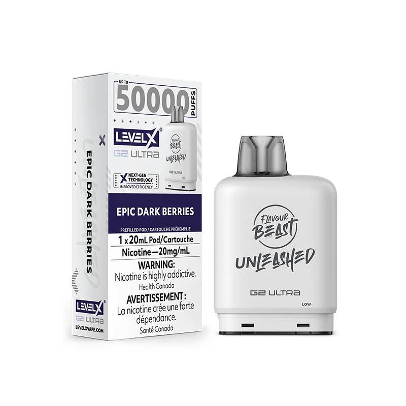 Shop Level X Flavour Beast Unleashed Ultra 50K Pod 20ml - Epic Dark Berries - at Vapeshop Mania