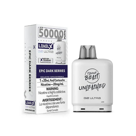 Shop Level X Flavour Beast Unleashed Ultra 50K Pod 20ml - Epic Dark Berries - at Vapeshop Mania