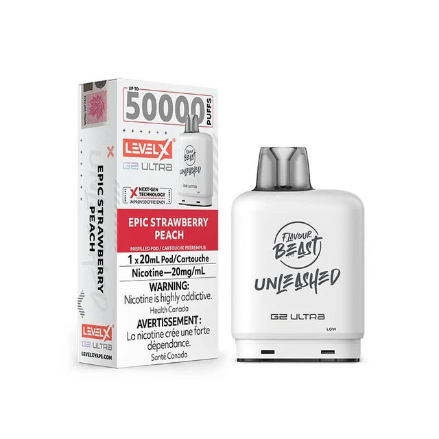 Shop Level X Flavour Beast Unleashed Ultra 50K Pod 20ml - Epic Strawberry Peach - at Vapeshop Mania