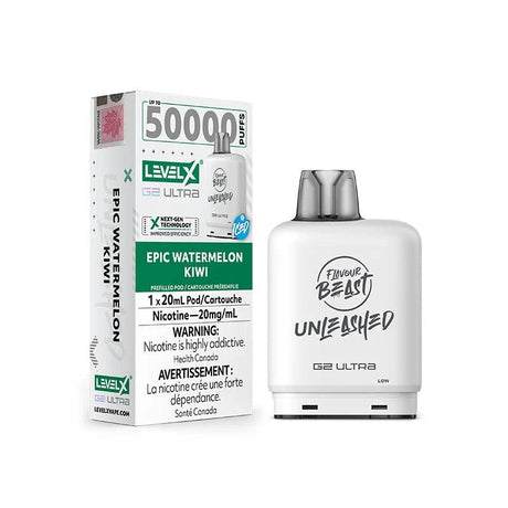 Shop Level X Flavour Beast Unleashed Ultra 50K Pod 20ml - Epic Watermelon Kiwi Iced - at Vapeshop Mania
