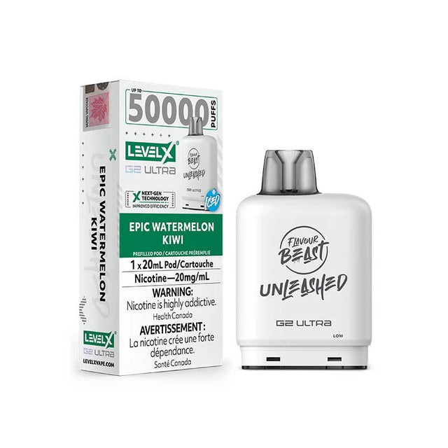 Shop Level X Flavour Beast Unleashed Ultra 50K Pod 20ml - Epic Watermelon Kiwi Iced - at Vapeshop Mania