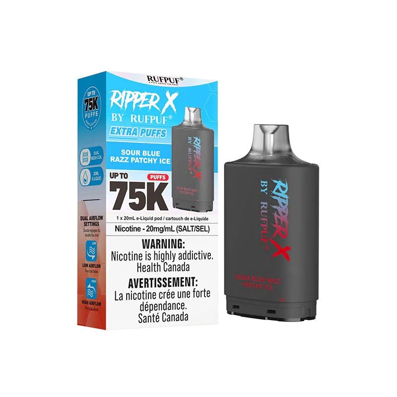 Shop Ripper X Pod by Rufpuf 75K - Sour Blue Razz Patchy Ice - at Vapeshop Mania