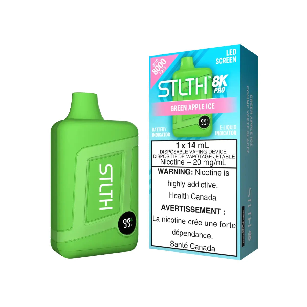 STLTH 8K Pro Disposable - Green Apple Ice - Vapeshop Mania