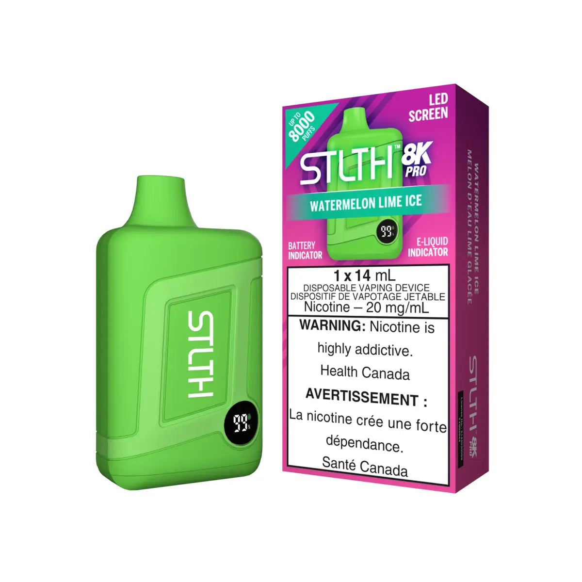 STLTH 8K Pro Disposable - Watermelon Lime Ice - Vapeshop Mania