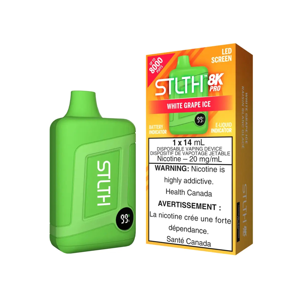 STLTH 8K Pro Disposable - White Grape Ice - Vapeshop Mania