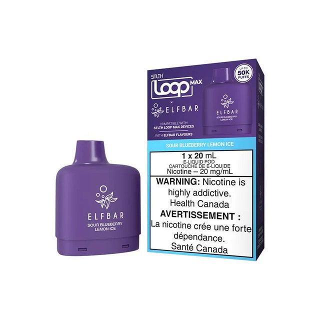 Shop STLTH LOOP MAX ELFBAR 50K Pod Pack - Sour Blueberry Lemon Ice - at Vapeshop Mania