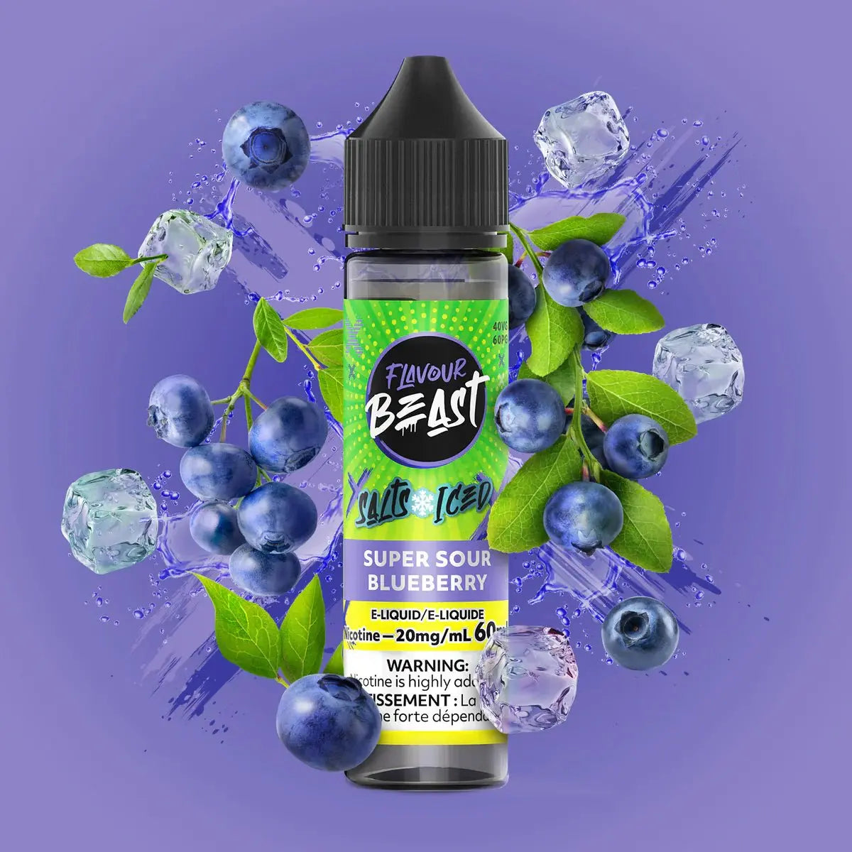 Super Sour Blueberry Iced by Flavour Beast - Salt Nic Vape Juice - Vapeshop Mania