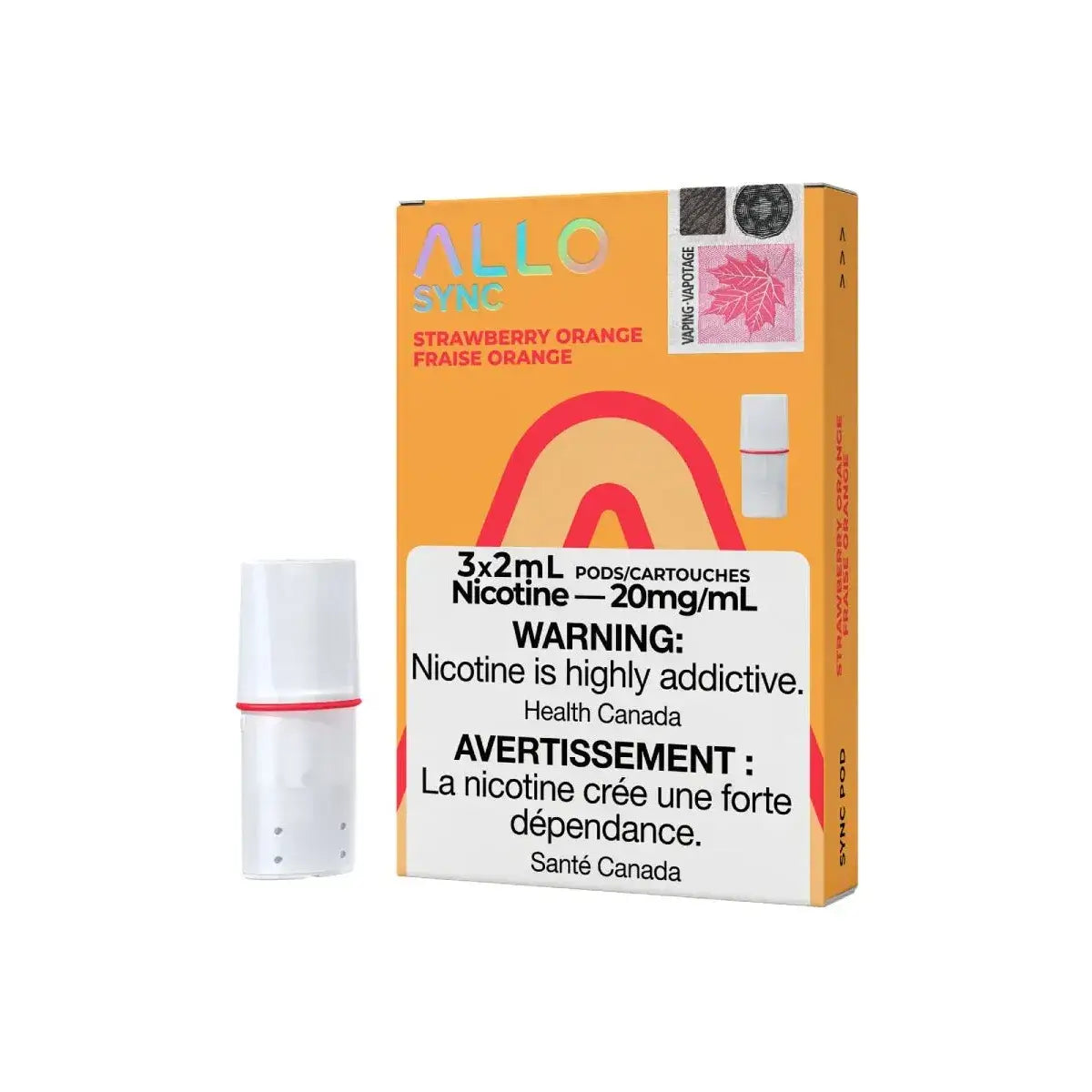 Allo Sync Pod, lot de 3 - Fraise-orange - Pod prérempli - Vapeshop Mania