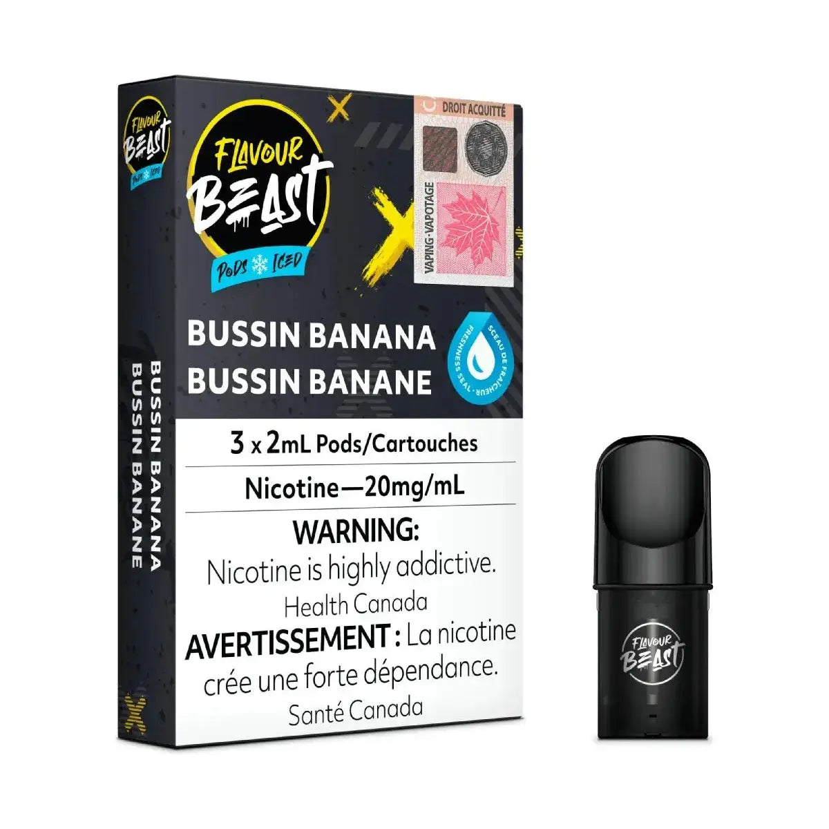 Flavour Beast Pod 3-Pack - Bussin Banana Ice - Prefilled Pod - Vapeshop Mania