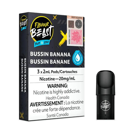 Flavour Beast Pod 3-Pack - Bussin Banana Ice - Prefilled Pod - Vapeshop Mania