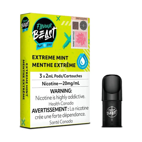 Flavour Beast STLTH Compatible Pod 3-Pack - Extreme Mint Iced - Pod prérempli - Vapeshop Mania