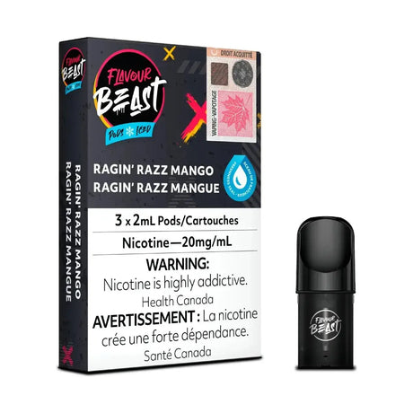 Flavour Beast STLTH Compatible Pod 3-Pack - Ragin' Razz Mango Iced - Prefilled Pod - Vapeshop Mania