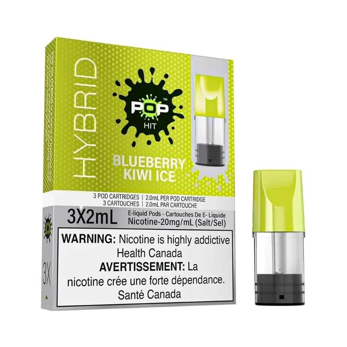 Pop Hit Pod, lot de 3 - Blueberry Kiwi Ice - Pod prérempli - Vapeshop Mania