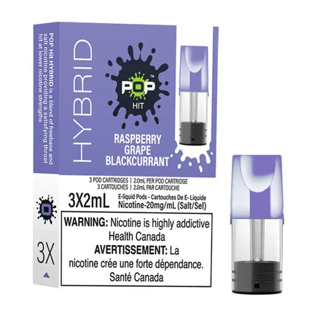 Pop Hit , lot de 3 - Framboise, raisin et cassis - Pod prérempli - Vapeshop Mania