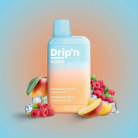 Shop Drip'n by Envi 5000 Disposable - Raspberry Peach Mango Ice - at Vapeshop Mania