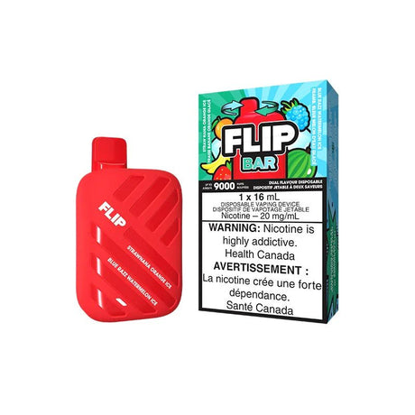 Shop Flip Bar 9000 Disposable - Straw Nana Orange Ice & Blue Razz Watermelon Ice - at Vapeshop Mania