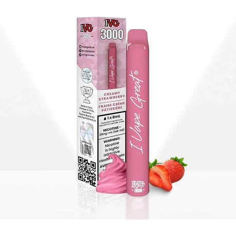 Shop IVG 3000 Puffs Disposable - Creamy Strawberry - at Vapeshop Mania