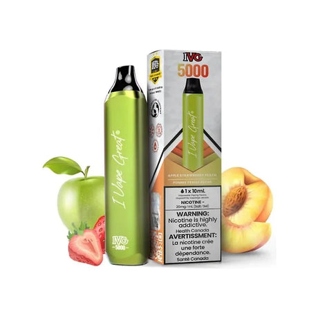 Shop IVG Bar Max 5000 Disposable - Apple Strawberry Peach - at Vapeshop Mania