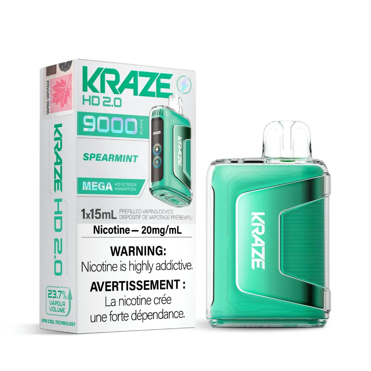 Shop Kraze HD 2.0 Disposable - Spearmint - at Vapeshop Mania